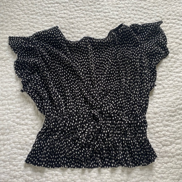 Zara B&W Polka Dot Blouse - Picture 2 of 3